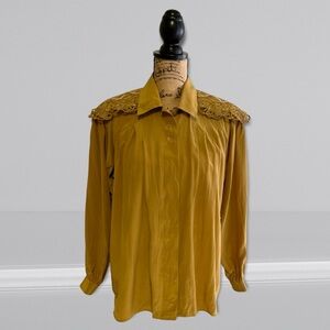 Le Painty Paris Pure Silk Shirt Embroidery Silk Top Office Wear Embellished